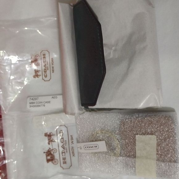 Coach Green Leather Wallet Brown Leather 🗝️ Ring - Picture 7 of 14